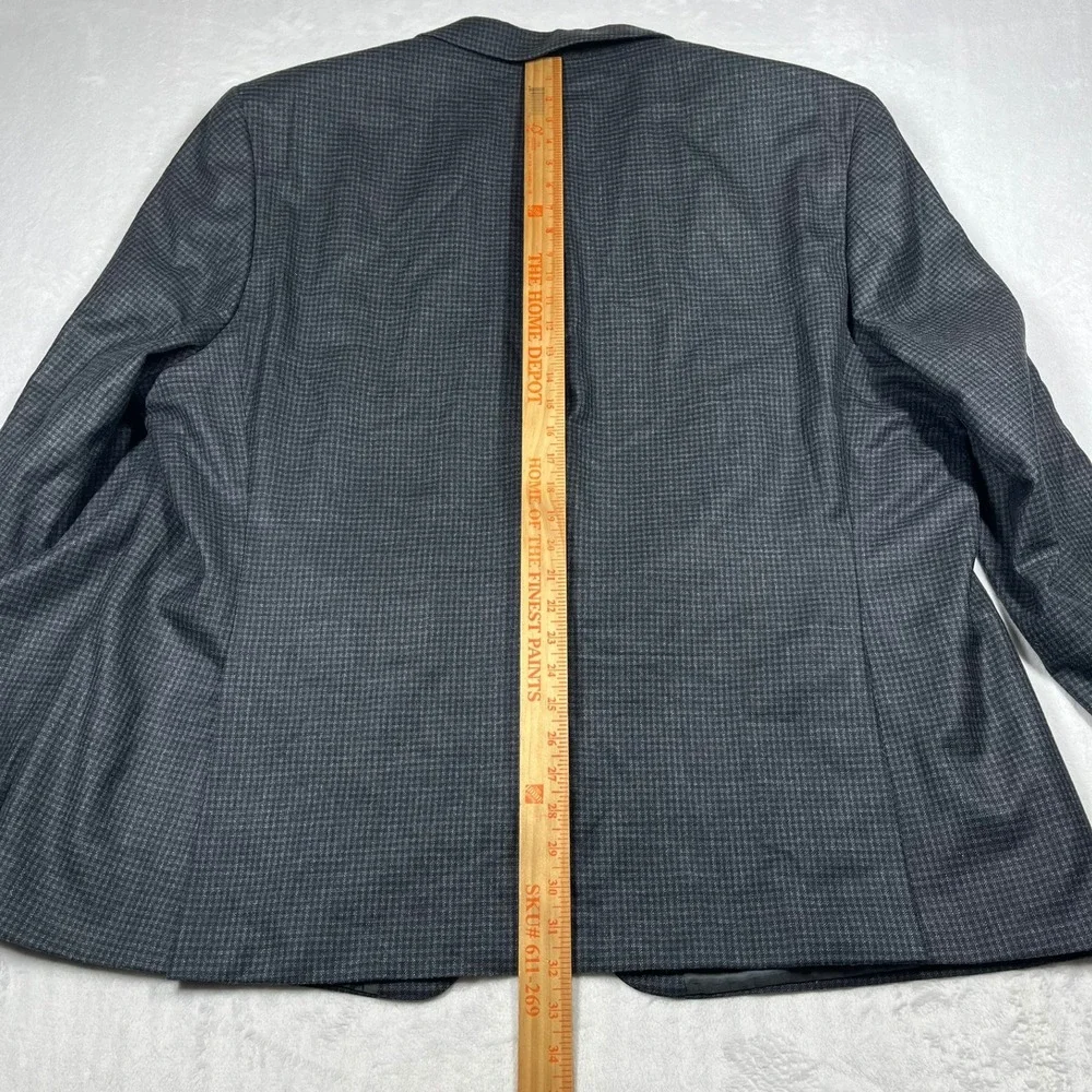 Calvin Klein Blazer Mens 54R Grey Silk Wool Houndstooth Sport Coat Professional